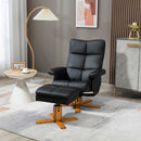 Black Swivel Recliner Armchair with Ottoman and Storage Footstool