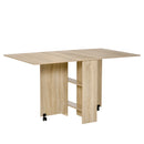 Natural Folding Drop Leaf Dining Table with Shelves and Casters