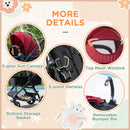 Red Foldable Baby Stroller with Reclining Backrest and Adjustable Canopy