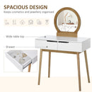 Modern Brown Dressing Table Set with Mirror & Stool