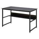 Black Metal Frame Computer Desk with Storage Shelf, 120 x 60cm
