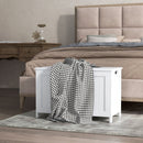 White Wooden Storage Trunk with Safety Hinges, Cut-out Handles - 76 x 40 x 48 cm
