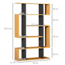 5-Tier Natural Wood Bookshelf with 13 Open Shelves