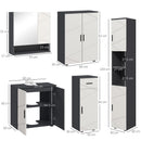 Grey 5-Piece Bathroom Storage Set: Cabinet, Shelves, Mirror, Sink