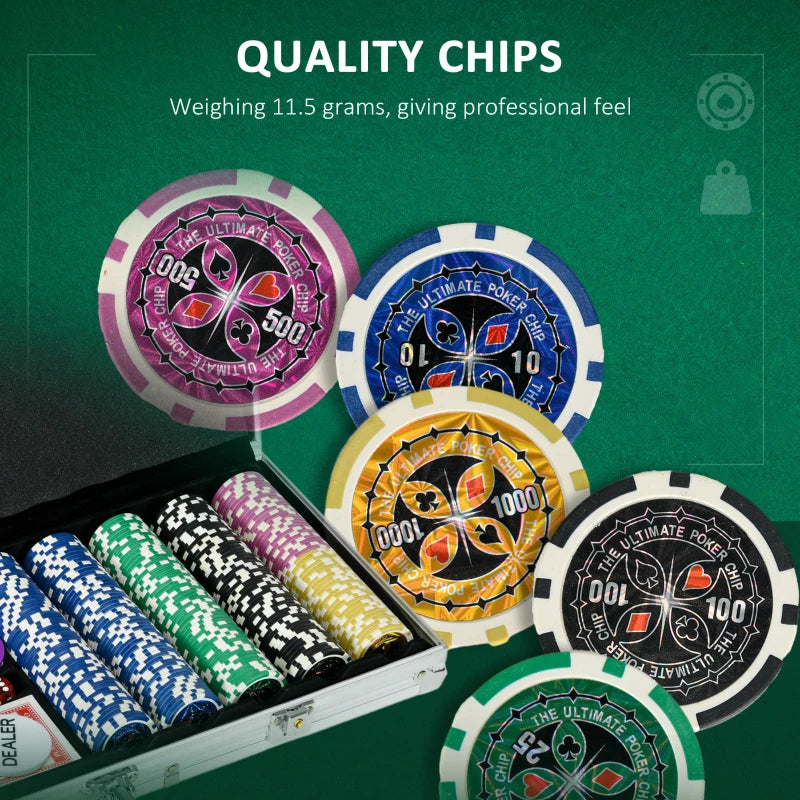 500-Piece Poker Chips Set with Mat, Cards, Dealer & Dices - Red