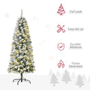 5FT Snow Flocked Christmas Tree with Warm White LED Lights, Green
