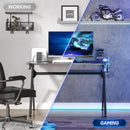 Black Carbon Fibre Gaming Desk with RGB Lights