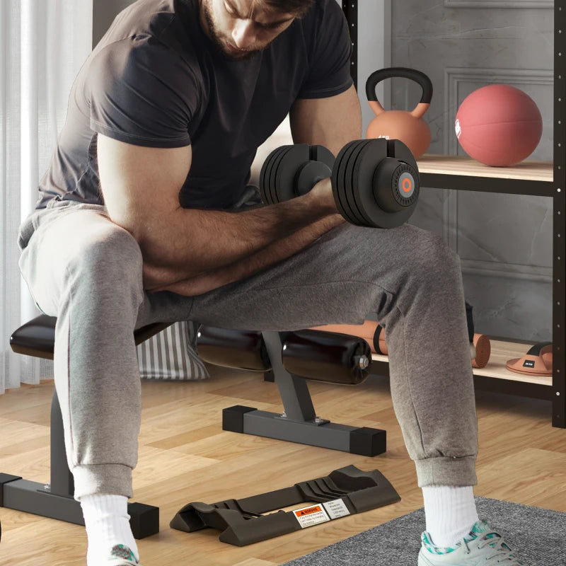 Adjustable Dumbbells Set with Storage Tray, Non-Slip Handle - 4-in-1 Weights, 7KG-24KG
