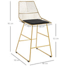 Gold Wire Metal Bar Stools Set of 2 for Kitchen and Bar Counter