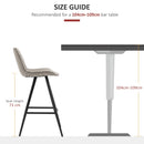 Grey Microfiber Bar Stools Set of 2 - Padded Steel Frame Footrest - Quilted Kitchen Chairs