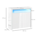 White LED Storage Cabinet with RGB Lighting, High Gloss Front - Modern Sideboard