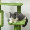 Green Cat Tree Tower with Scratching Post, Hammock, Toy Ball - 142cm