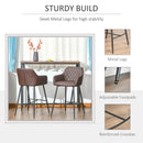 Brown Retro PU Leather Bar Stools Set of 2 with Backs and Footrest
