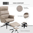 Khaki Swivel Recliner Chair with Ottoman and Headrest