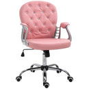 Vinsetto Pink Ergonomic Office Chair with Swivel Base & Castor Wheels
