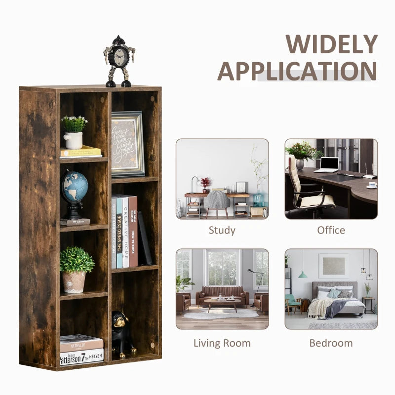 Rustic Brown Industrial Cube Bookshelf for Home Office