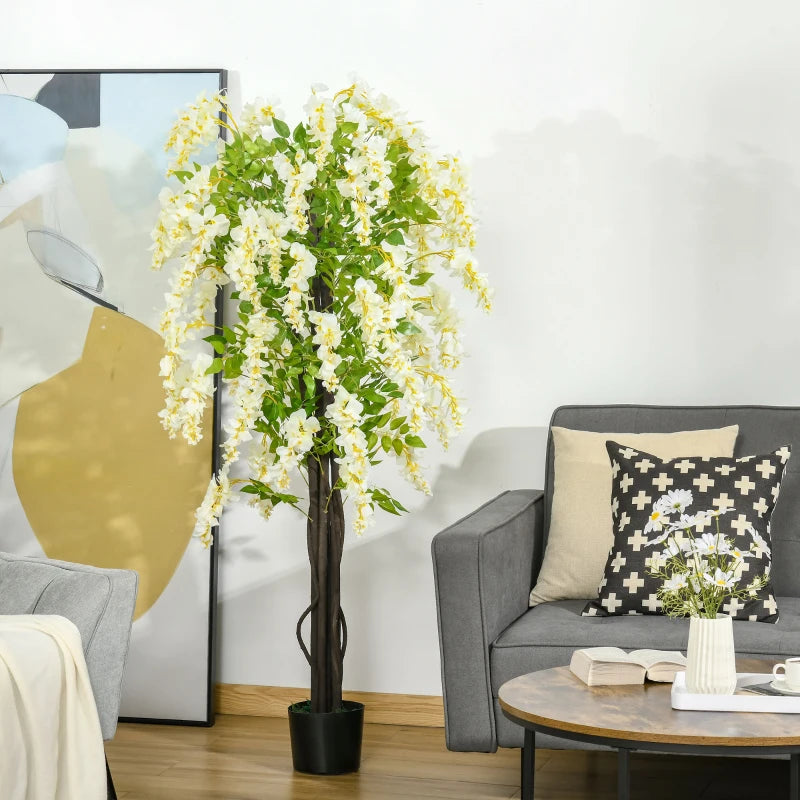 Realistic White Wisteria Tree Faux Plant - Indoor/Outdoor Decor, 160cm