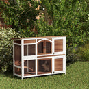 Wooden Two-Tier Pet Hutch - Openable Roof, Slide-Out Tray (Natural)