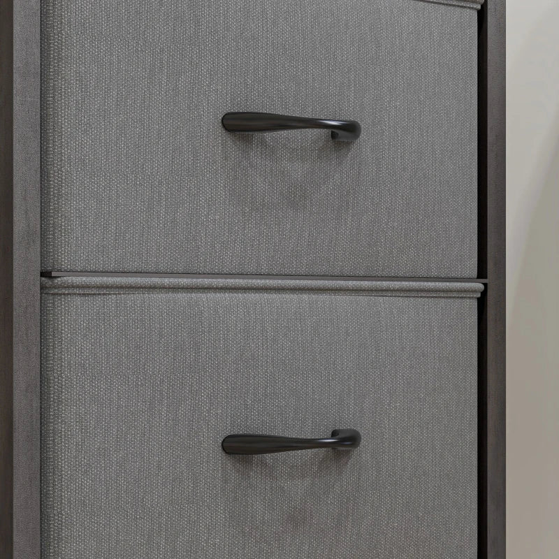 Black Four-Tier Industrial Display Shelf with Drawers