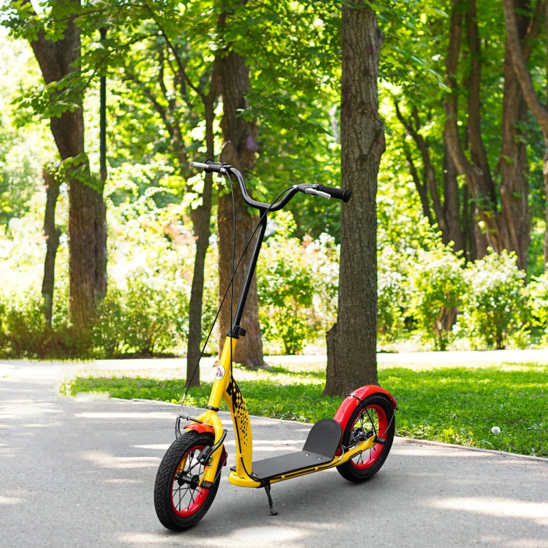 Yellow Kids Kick Scooter with Adjustable Height and Dual Brakes