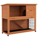 Orange Antiseptic Wood Rabbit Hutch with Run, 102cm