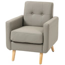 Grey Tufted PU Leather Accent Chair for Living Room, Bedroom, Home Office