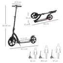 Black Foldable Kick Scooter with Shock Absorption for Teens and Adults