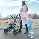 Grey 2-in-1 Cloth Tricycle Stroller for Toddlers