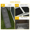 Grey Wooden Rabbit Hutch with Run and Accessories, 156 x 58 x 68cm