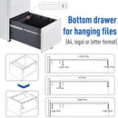 Steel 3-Drawer Rolling Filing Cabinet for A4, Letter, Legal Files - Black