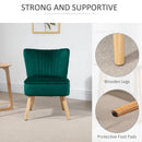 Green Velvet Tub Accent Chairs Set of 2 with Curved Back and Wood Legs