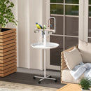 White Bird Stand with Wheels, Perches, Stainless Steel Bowls, Tray - Garden, Indoor, Outdoor