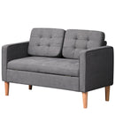 Grey Tufted 2 Seater Sofa with Hidden Storage