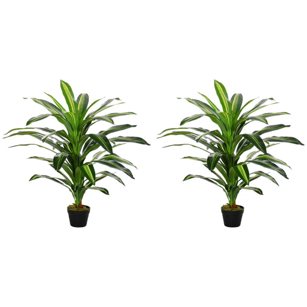 Green Artificial Dracaena Tree Set, Indoor Outdoor Decor, 3.6FT, 40 Leaves
