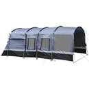 8-Person Waterproof Grey Camping Tent with Tunnel Design and 4 Large Windows