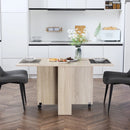Natural Folding Drop Leaf Dining Table with Shelves and Casters