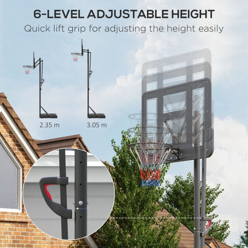 Adjustable Freestanding Basketball Hoop - Black, 2.35-3.05M