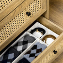 Rattan 4-Drawer Storage Cabinet, Wood Effect, 80x35x95cm, Brown