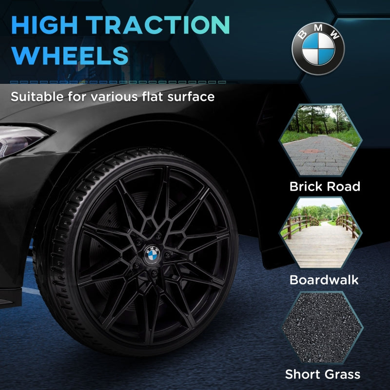 12V BMW M4 Licensed Kids Car - Black with Remote Control & LED Lights