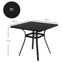 Black 4-Seater Steel Garden Table with Parasol Hole