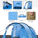 3-Person Blue Tunnel Camping Tent with Vestibule and Rainfly