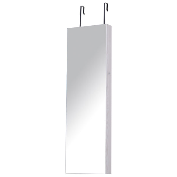 White LED Mirror Jewelry Cabinet Organizer