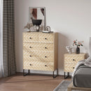 Zigzag 5-Drawer Bedroom Storage Cabinet with Metal Handles