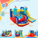 Kids Sailboat Style Inflatable Bouncy Castle with Slide & Pool - Blue