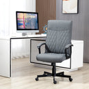 Dark Grey Linen High-Back Swivel Office Chair with Adjustable Height and Tilt