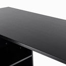 Black L-Shaped Corner Desk with Drawers and Storage Shelves