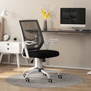 Black Mesh Office Chair with Flip-up Armrests and Lumbar Support