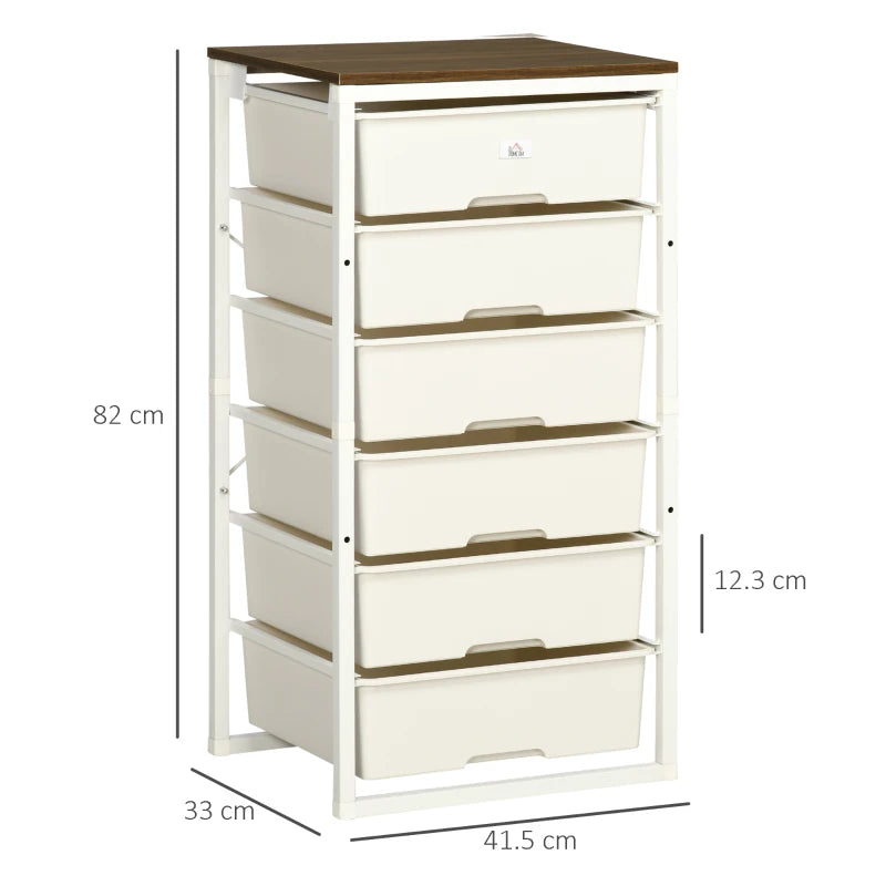 White 6-Drawer Tall Storage Chest for Bedroom and Living Room
