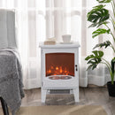 White Electric Fireplace Stove with Realistic LED Flame Effect
