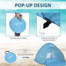 Blue Pop-Up Beach Tent for 2-3 People with UV 30+ Protection